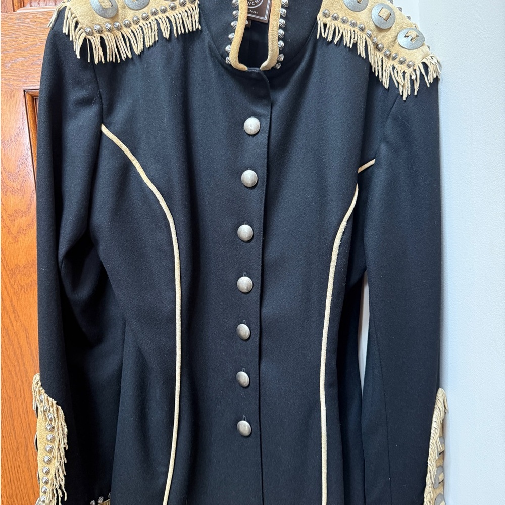 Double D Ranch Black and Gold Military Blazer with Fringe